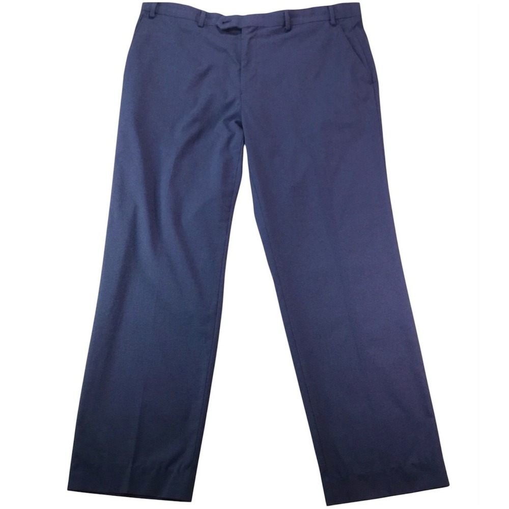Ralph Lauren Dress Pants Mens 38x32 Blue Poly Viscose‎ Stretch Flat Front Casual